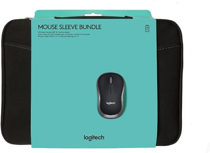 Logitech Wireless Mouse with 16 Laptop Sleeve Bundle Black