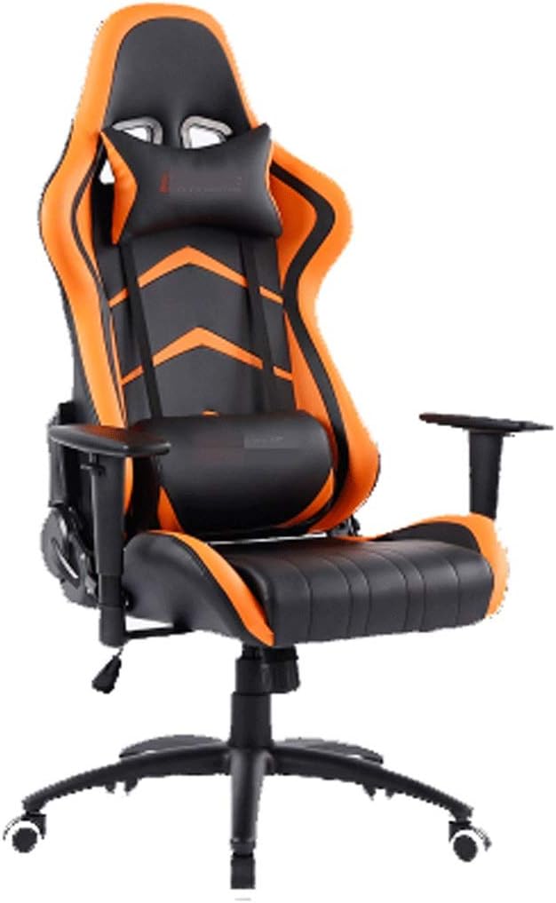 YYDS Chair Racing Style Gaming Chair Executive Ergonomic Swivel Chair with Headrest and Lumbar Pillow Lifting Handrail Esports Chair Ergonomically (Color : Orange Size : Steel feet)