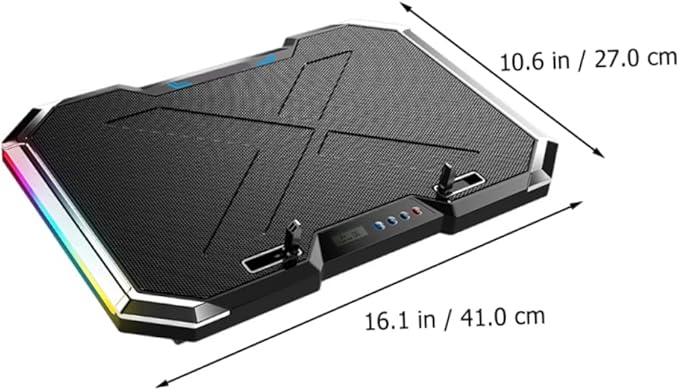 Adjustable RGB Led Laptop Cooler Pad Notebook Cooling Base LCD Touch for Under Gaming and Office