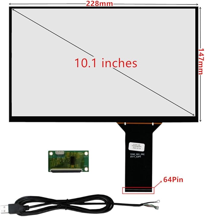 Generic 10.1/11.6/13.3/14/15.6 Inch Universal Computer Industrial Multi-touch Capacitive Digitizer Touch Screen Panel Glass With USB Driver Board Converter (10.1 inches)