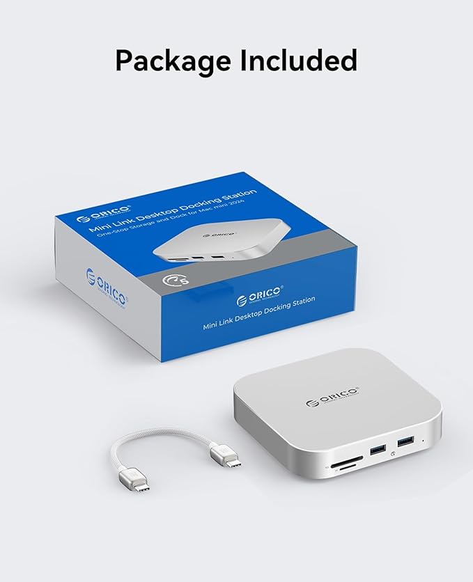 ORICO MiniLink Mac mini M4 Dock &amp Stand Hub with 2 × USB 3.0 Ports (5Gbps) 2 × USB 2.0 Ports SD/TF Card Readers (3.0) 3.5mm Headphone &amp Microphone Jacks Compatible with Mac mini M4/M4 Pro