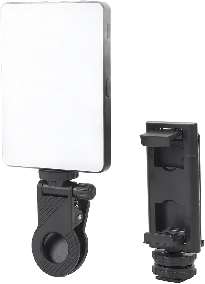 Webcam with 3 Color Temperature Fill for Laptop and Phone LED Video with Stepless Dimming 3000K to 9900K Rechargeable Selfie with Type C Charging