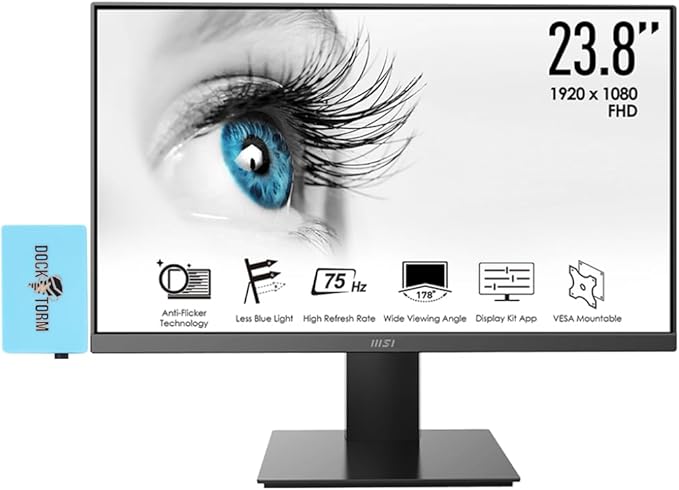 msi PRO MP241X Monitor 24 FHD 1 HDMI 1 VGA VESA Mount Black w/Docztorm Dock