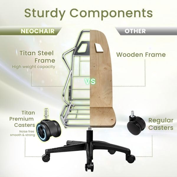 N-GEN GAMING Video Gaming Chair Office Computer Desk Use Ergonomic Reclining Backrest Adjustable Armrests Lumbar Support Footrest High Density Foam Breathable Fabric Heavy Duty Base (Green)