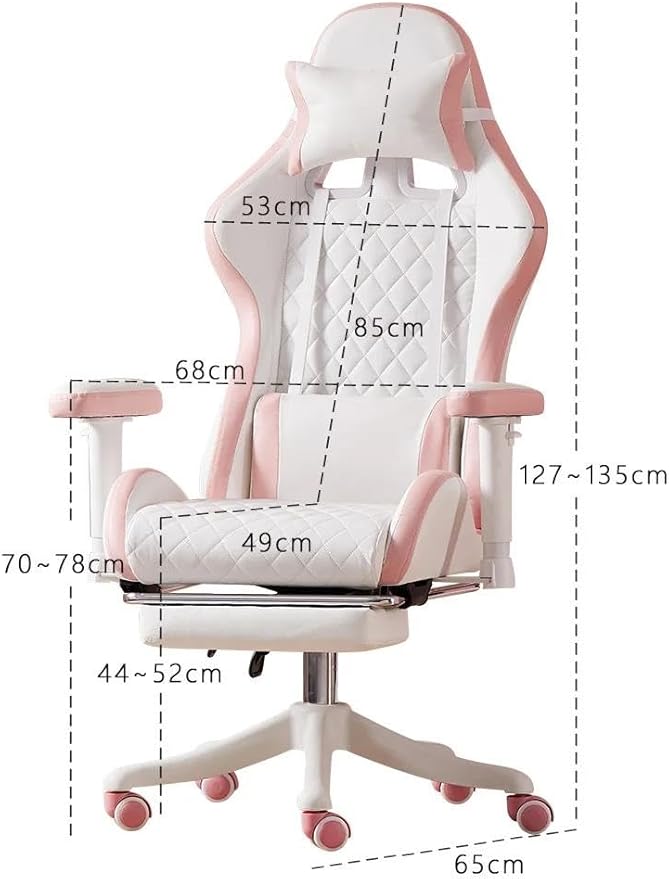 Computer Chair Chairs Pink Gaming Chair Ergonomic Leather Chair Girls Home Office Comfortable Game Swivel Chair Gamer Live Computer Chair(D+There are Pedals)