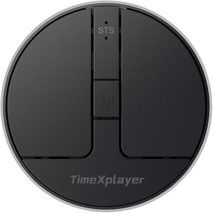 Stylish Mini Round Mouse with Pressure Sensing Reel Ultra Portable Wireless Mouse Connectivity: Wired 2.4G and Dual Bluetooth Rubber Case Included (BT1/BT2-Black)