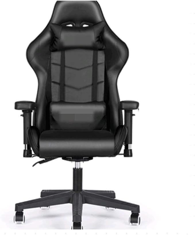 YYDS Chair E-Sports Gaming Chair High-Back Artificial Leather Executive Ergonomic Swivel Chair with Headrest and Lumbar Pillow Ergonomically (Color : All Black Size : Aluminum Alloy feet)