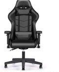 YYDS Chair E-Sports Gaming Chair High-Back Artificial Leather Executive Ergonomic Swivel Chair with Headrest and Lumbar Pillow Ergonomically (Color : All Black Size : Aluminum Alloy feet)