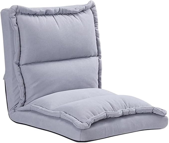 ELEFOCUS Padded Floor Gaming Chair with Back Support - Adjustable Lazy Sofa for Adults Folding Lounge Seat for Reading(Grey)