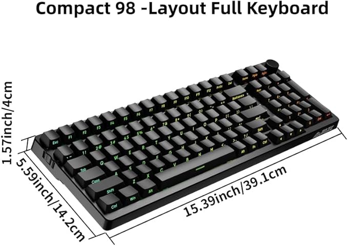 FIRSTBLOOD ONLY GAME. AK992 Hot-Swappable 2.4G Wireless/Bluetooth 5.0/USB Wired Triple Mode Mechanical Keyboard 98 Keys Full Layout RGB Backlit Brown Switches Black Side Carving PBT Keycaps