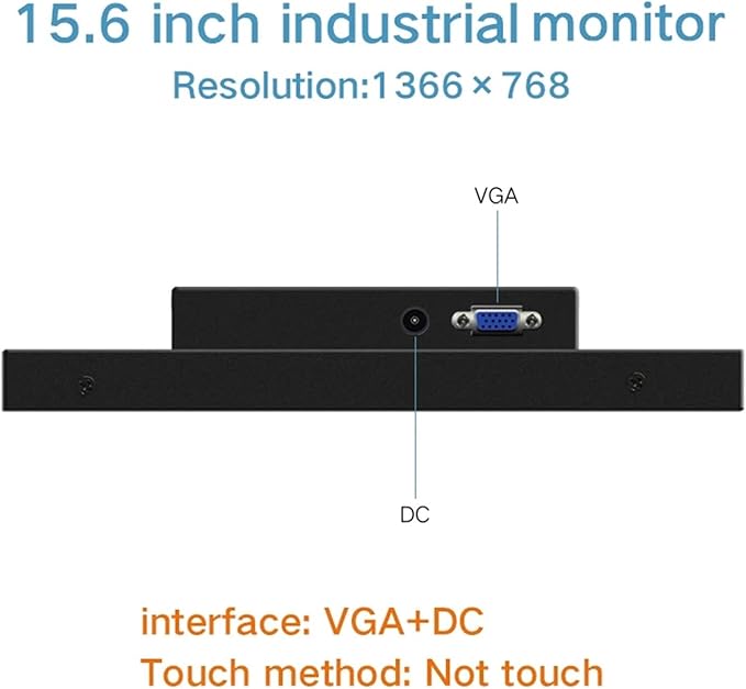 1pc 15.6 Inch Monitor for Tablet Display Desktop Screen VGA DVI HDMI-Interface 1366 * 768 Not Touch Screen(VGA)