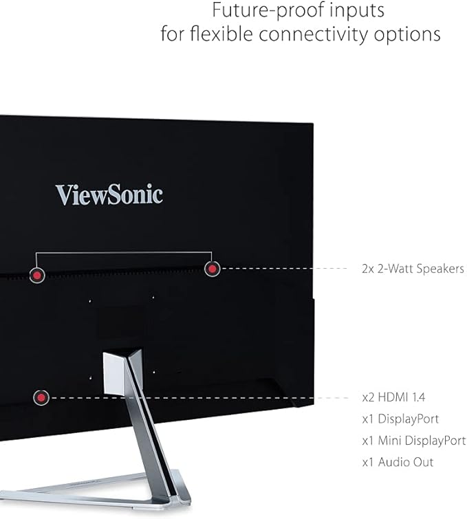 ViewSonic VX3276-2K-MHD 32 Inch Widescreen IPS 1440p Monitor with Ultra-Thin Bezels HDMI DisplayPort and Mini DisplayPort