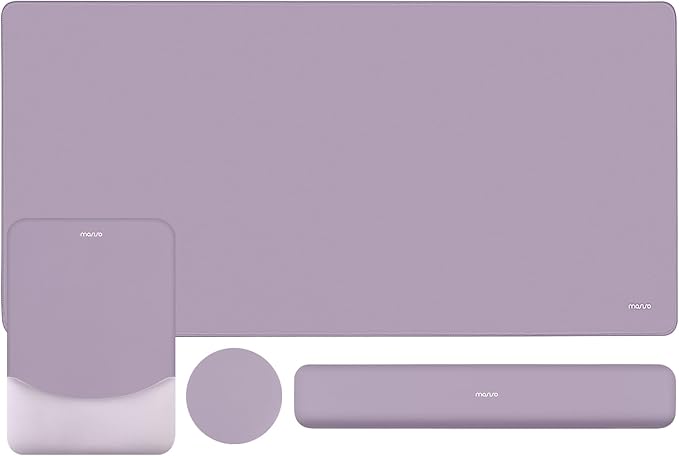 MOSISO Keyboard Mouse Pad Set Large Gaming Mouse Pad&ampRectangular Keyboard Wrist Rest&ampMousepad with Wrist Rest&ampCoaster Ergonomic Non-Slip&ampEasy Typing Pad with Curved Silicone Lining
