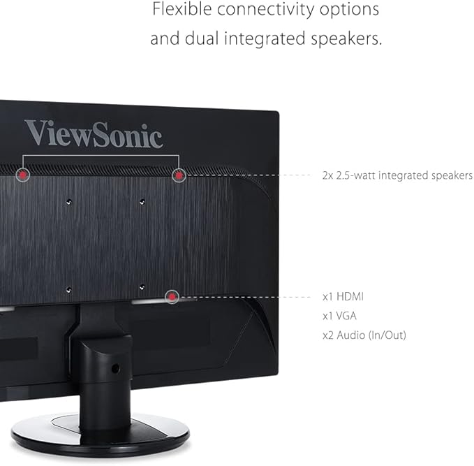 ViewSonic VA2446MH-LED 24 Inch Full HD 1080p LED Monitor with HDMI and VGA Inputs for Home and OfficeBlack
