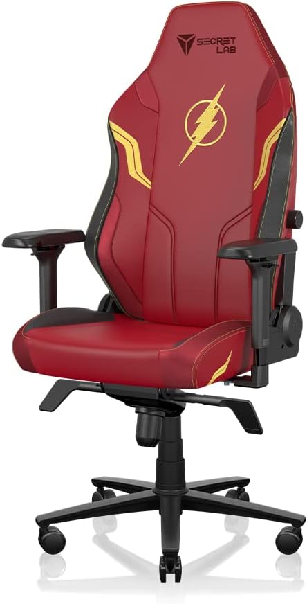 Secretlab Titan Evo Flash Gaming Chair - Reclining - Ergonomic &amp Comfortable Computer Chair with 4D Armrests - Magnetic Head Pillow &amp 4-Way Lumbar Support - Small - Red - Leatherette