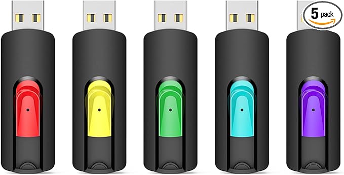 Aiibe 128GB Flash Drive 5 Pack 128GB USB Flash Drives Thumb Drive 128 GB USB Drive USB 2.0 Memory Sticks Jump Drives 128G (5 Pack Red Green Cyan Yellow Purple)