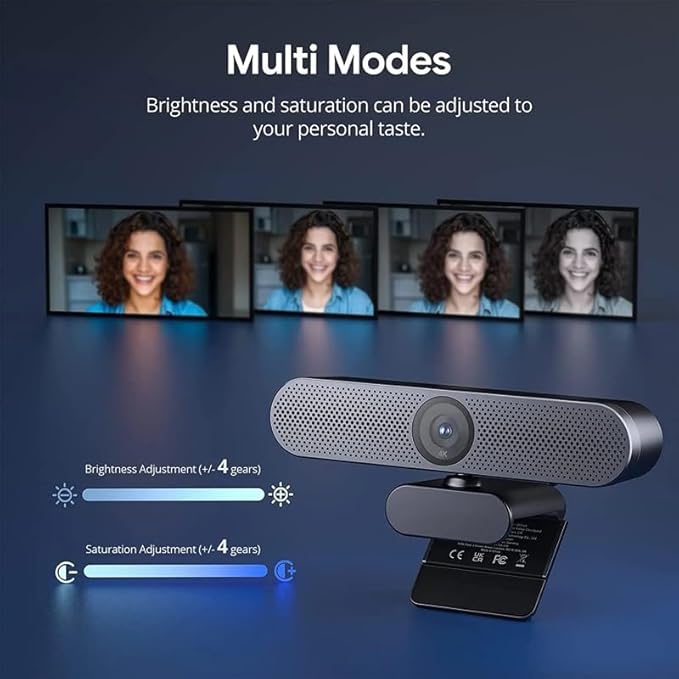 4K Webcam Web Camera with Mics Remote Control Webcamera for Zoom Teams PC Laptop Desktop