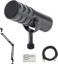 SAMSON Q9x Dynamic Broadcast Microphone Bundled with XLR Cable + Microphone Arm + Cleaning Cloth (4 Items)