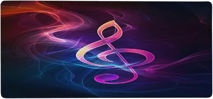 Purple Abstract Music Note Large Mouse Pad Gaming Mousepad Desk Mat for Desktop Computer Keyboard Waterproof Mouse Mat Desk Pad with Non-Slip Base for Game School Office Home 35.4 x 15.7