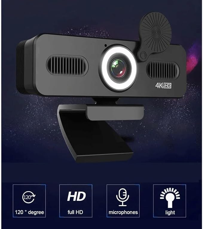 Webcam 4k Webcam 1080P Web Camera with Microphone Web Cam for PC Computer Laptop Video with Webcam Cover(4k)