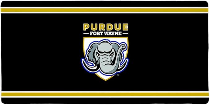 Purdue University Fort Wayne Mastodons Primary Logo Stripes Large Gaming Mouse Pad Desk Mat with Stitched Edges Non-Slip Base for Gamer Home and Office 31.5 x 15.7