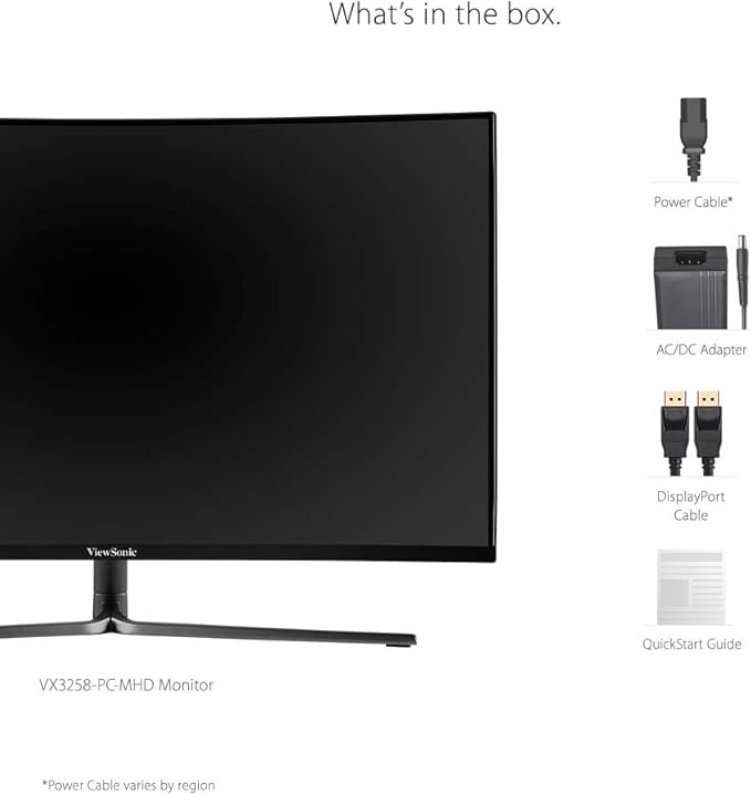 ViewSonic VX3258-PC-MHD 32 Inch 1080p Curved 165Hz 1ms Gaming Monitor with FreeSync Premium Eye Care HDMI and Display Port
