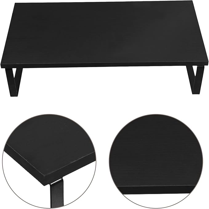 Stable Desk Monitor Riser Stand Compact Laptop Riser for Office Computer Screen Elevation Ergonomic Monitor Rack with Smooth Surface Black