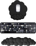 Cloud Keyboard Wrist Rest and Mouse Wrist Rest Kawaii Memory Foam Wrist Support Mouse Pad for Typing Pain Relief Cloud Palm Rest with Mousepad Non-Slip Base for Home Office Computer Laptop (Black)