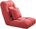ELEFOCUS Adjustable Indoor Floor Chair with Pillow - Padded Sleeper Bed Chaise Lounge Sofa - 5-Position Comfy Gaming Recliner(Red)