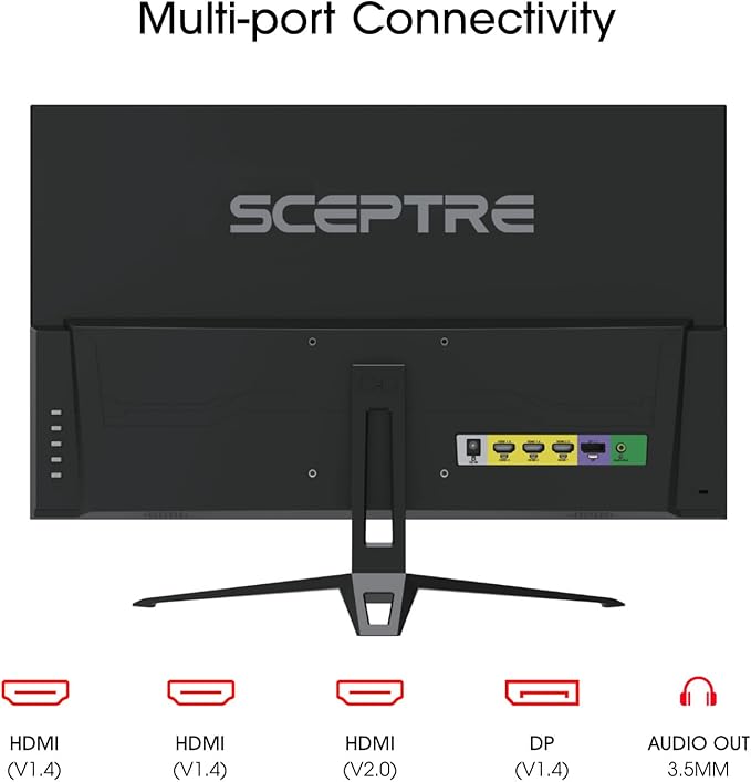 Sceptre New 27-Inch Gaming Monitor FHD 1080p Up to 180Hz 1ms DisplayPort HDMI x3 FreeSync FPS/RTS 100% sRGB Built-in Speakers Machine Black (E275B-FPT165 Series 2026)
