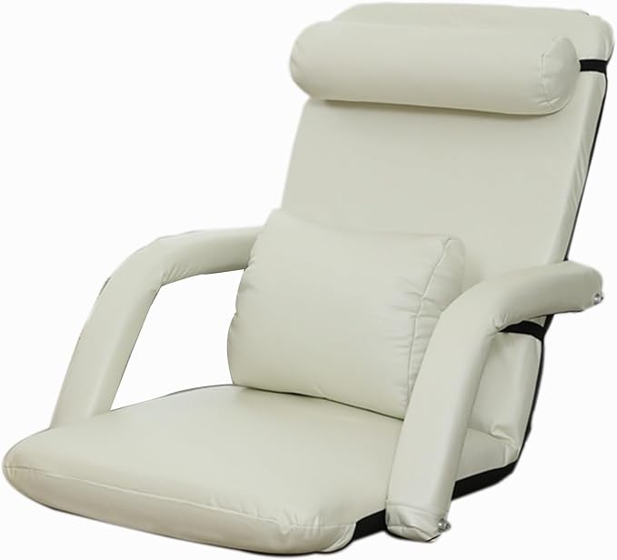 Floor Chair 6-Speed Adjustment Foldable Floor Chair Padded Gaming Sofa with Backrest for Living Room Bedroom No Assembly Required(Beige)