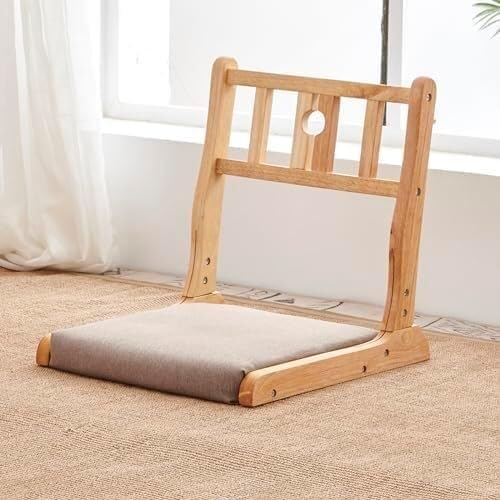 ELEFOCUS Folding Tatami Chair with Backrest Living Room Chair Floor Seat Portable Japanese Legless Chair Bay Window Backrest(A)
