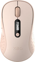 XBG B15pro Wireless Bluetooth Mouse Bluetooth 5.0/4.0 &amp 2.4G Tri-Mode Type-C Rechargeable with LED Screen Display Ergonomic Silent Click for Laptop/PC/Tablet Multi-Device &amp Office Use-Pink