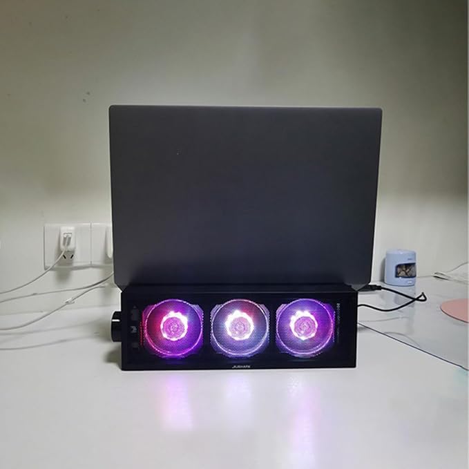 MERRYHAPY RGB Laptop Cooler Stand with Detachable Fans and Three-Speed Control Ergonomic Heat Dissipation Rack for Gaming and Home Use Elevated Laptop Riser to Reduce Neck and Eye Strain