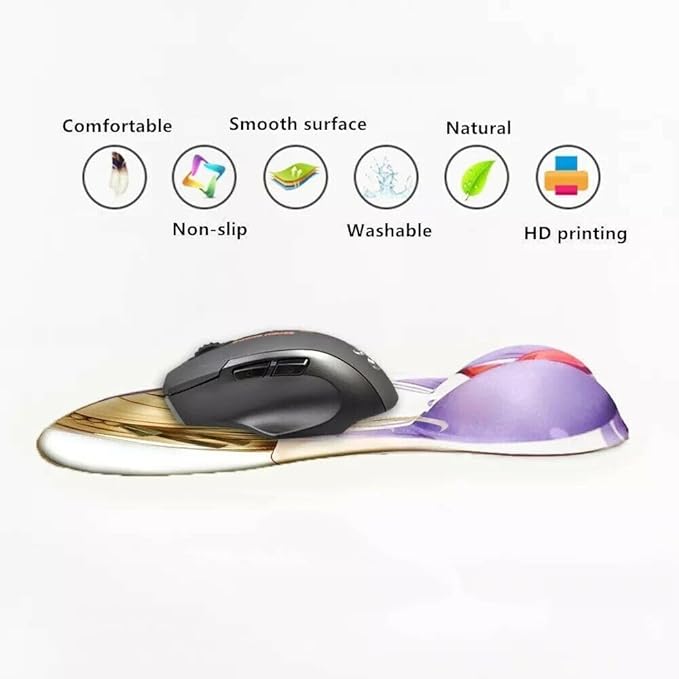 3D Mouse Pad Oppai Mousepad with Soft Gel Wrist Rest Anime Manga Gaming Boob pad Anti-Slip Mouse Mat