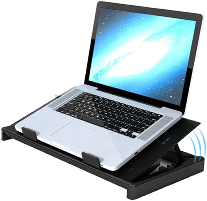 NUOBESTY Laptop Cooling Platform 5 Fans USB Powered Adjustable Stand Anti-Skid Laptop Cooler Base for Notebooks and Gaming Computers Black