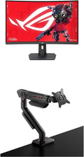 Bundle of ASUS ROG Strix 32” 1440P USB-C Curved HDR400 Gaming Monitor (XG32WCMS) - QHD (2560x1440) 280Hz 1ms + ASUS ROG Ergo Monitor Arm (AAS01) - Monitor Mount with Cable Management Ergonomic