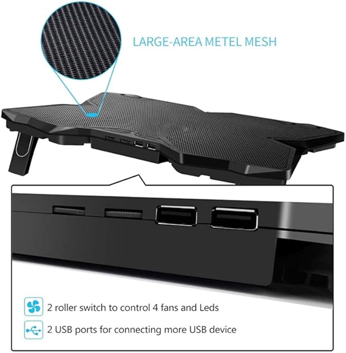 Laptop Cooler Cooling Pad Fan Notebook Adjustable Speed with 4 Fans for 14-17