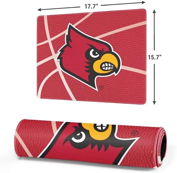 Skinit Medium Gaming Mouse Pad - Officially Licensed Louisville Red Basketball Design with Stitched Edges Waterproof Non-Slip Rubber Base Desk Mat for Keyboard &amp Mouse 17.7 x 15.75 inches