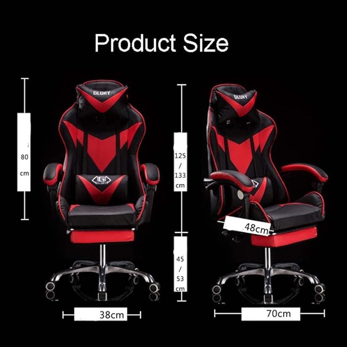 ChairsLeather Gaming Swivel ChairZero Gravity ChairHigh Back Computer ChairAdjustable Recliner Office Chair with Headrest and Lumbar/Black and White