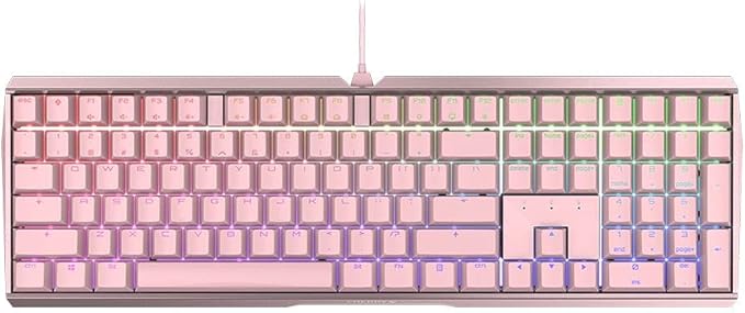 Cherry MX 3.0 S Wired Mechanical Gaming Keyboard. Aluminum Housing Built for Gamers w/MX Silent Red Switches. RGB Backlit Color Display Over 16m Colors. Pink (Renewed)