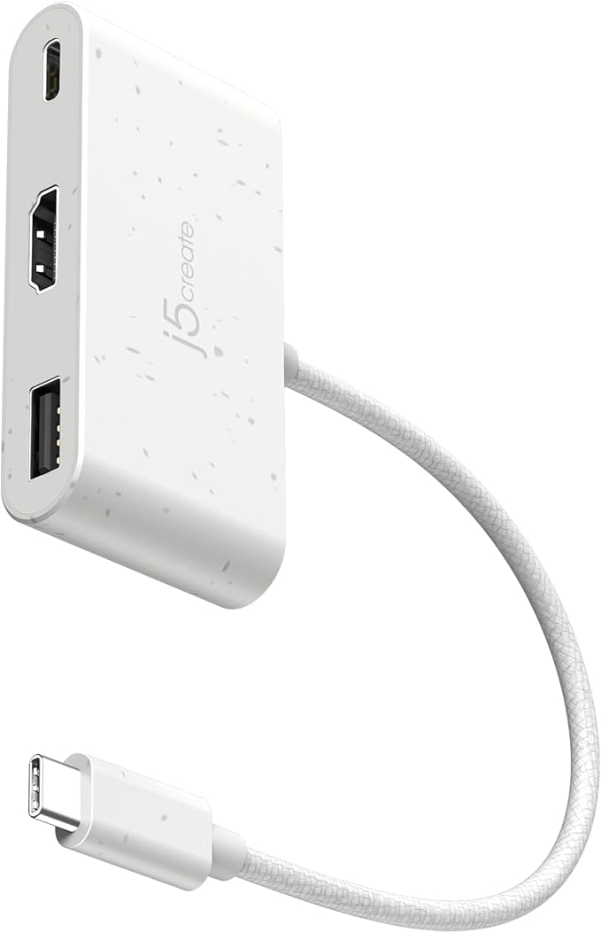j5create USB-C to HDMI &amp USB Type-A with Power Delivery(Eco-Friendly) with 4K HDMI USB-A 5Gbps PD 100W Charging | Compatible with MacBook ProChromebookHP Samsung and more Type-C Devices(JCA37