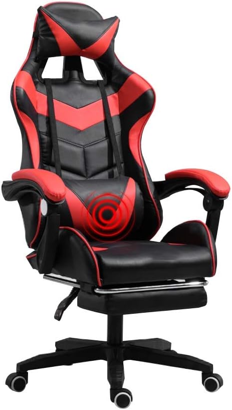 UISLA Office Video Game s Ergonomics Lift Seat with footrest High Back Gaming Multifunction with Headrest and Lumbar Support for Video Game Swivel Dign