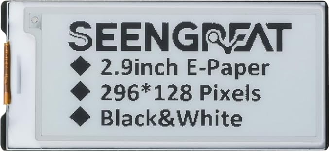 2.9 Inch E-Paper Display Monitor 296x128 Two Color E Ink Display for Raspberry Pi/Jetson Nano for Arduino Nucleo SPI Interface Epaper Screen Partial Refresh Support
