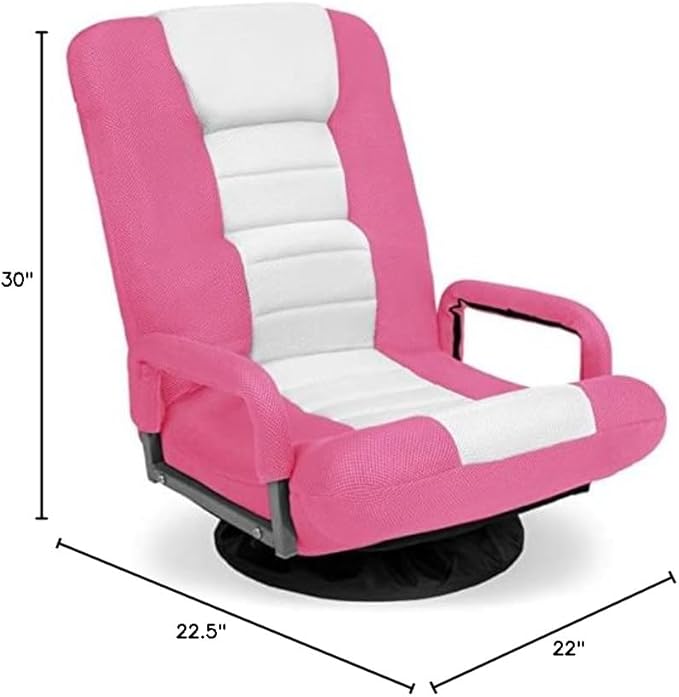 Lumbar Support Gaming Floor Chair 30'' H x 22'' W x 22.5'' D (Pink/White)