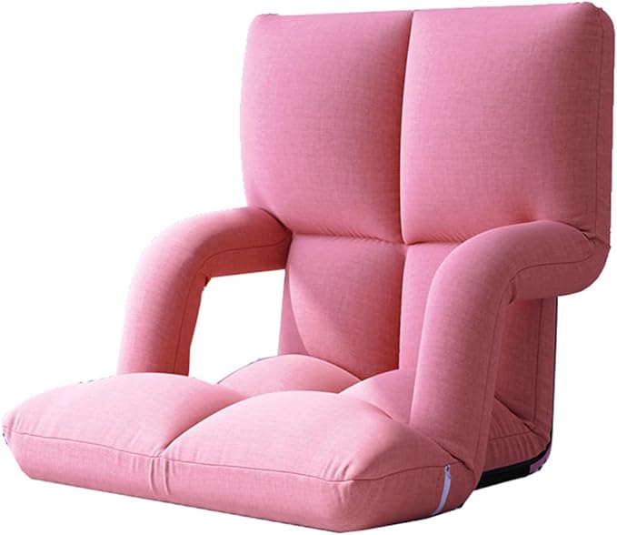Folding Floor Chair with Back Support Adjust Lay Flat Recliner Folding Floor Gaming Chair Japanese Floor Chair Foldable Ergonomic Single Sofa Seat for Living Room Bedroom(/Pink)