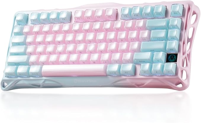 GravaStar Mercury K1 Lite 75% Gaming Keyboard 2.4GHz/BT/Wired Tri-Mode Wireless Keyboard Gasket Hot Swappable Mechanical Keyboard Pre-lubed Linear Switches Jelly Keycaps RGB Backlit (Lumen Rose)