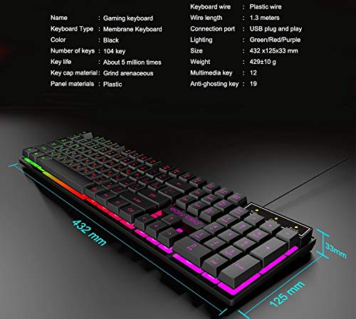 Gaming Keyboard Wired Mechanical Keyboards RGB Backlit USB 104 Keycaps Computer Game Ergonomic Russian Keyboards