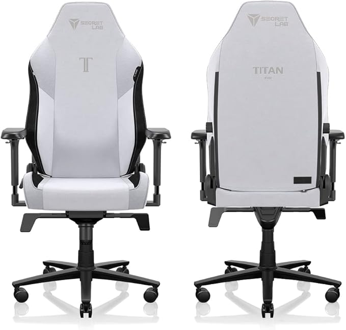 Secretlab Titan Evo Arctic White Gaming Chair - Reclining - Ergonomic &amp Comfortable Computer Chair with 4D Armrests - Magnetic Head Pillow &amp 4-Way Lumbar Support - Small - White - Fabric