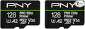 PNY 128GB PRO Elite Prime C10 U3 V30 A2 microSDXC Flash Memory Card – Ultra-Fast Speeds Read 200MB/s Write 150MB/s 4K UHD Full HD UHS-I for Smartphones Drones Action Cameras 2-Pack